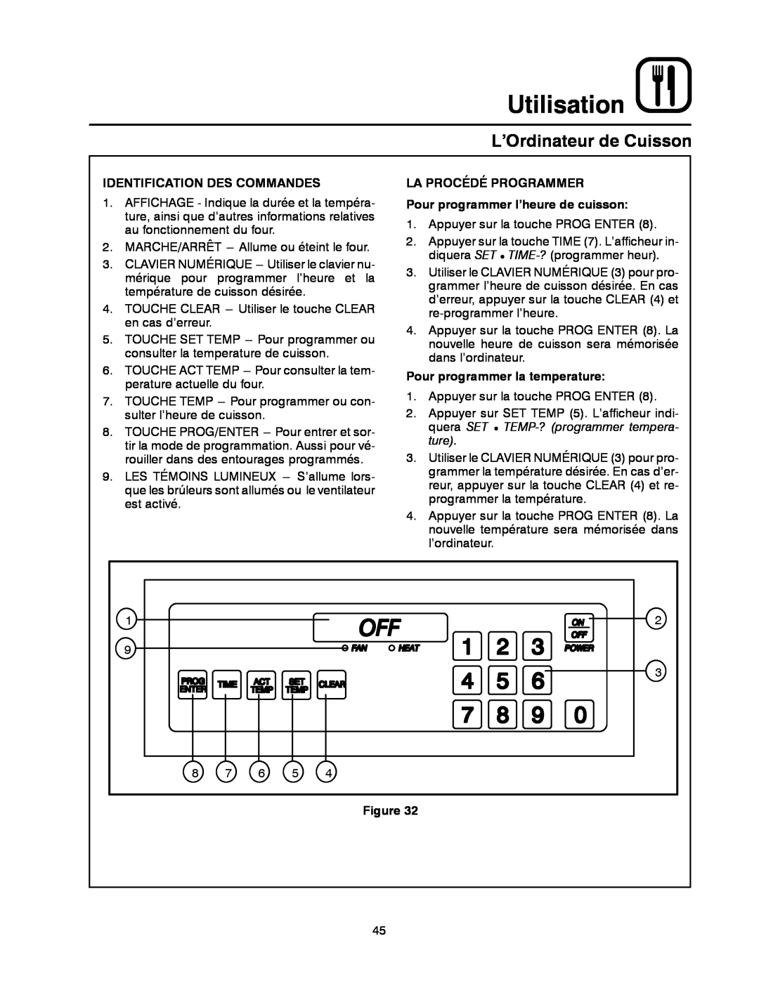 Blodgett MT1828E manual L’Ordinateur de Cuisson, Utilisation, Identification Des Commandes, Pour programmer la temperature 