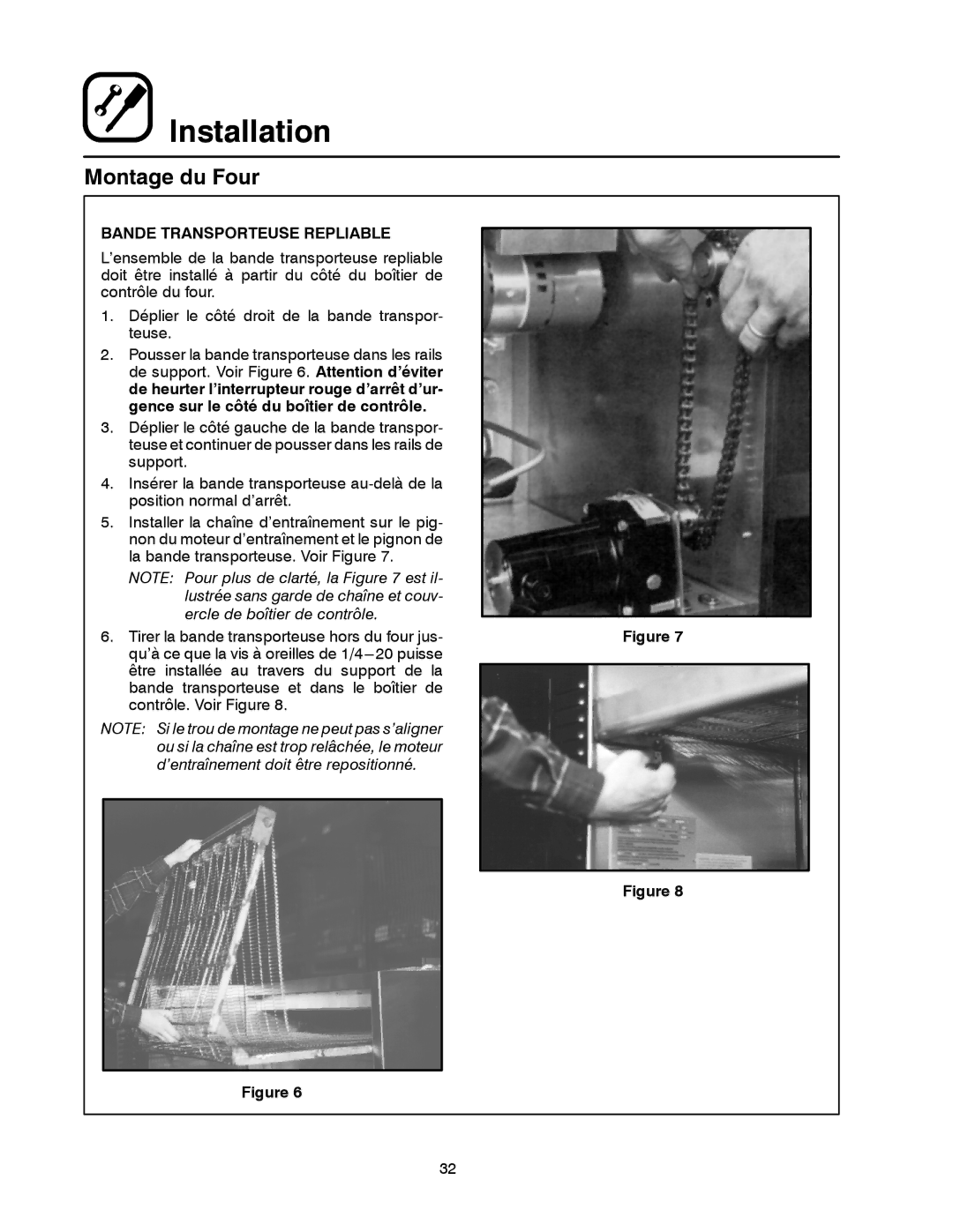 Blodgett MT3855G-G manual Bande Transporteuse Repliable 