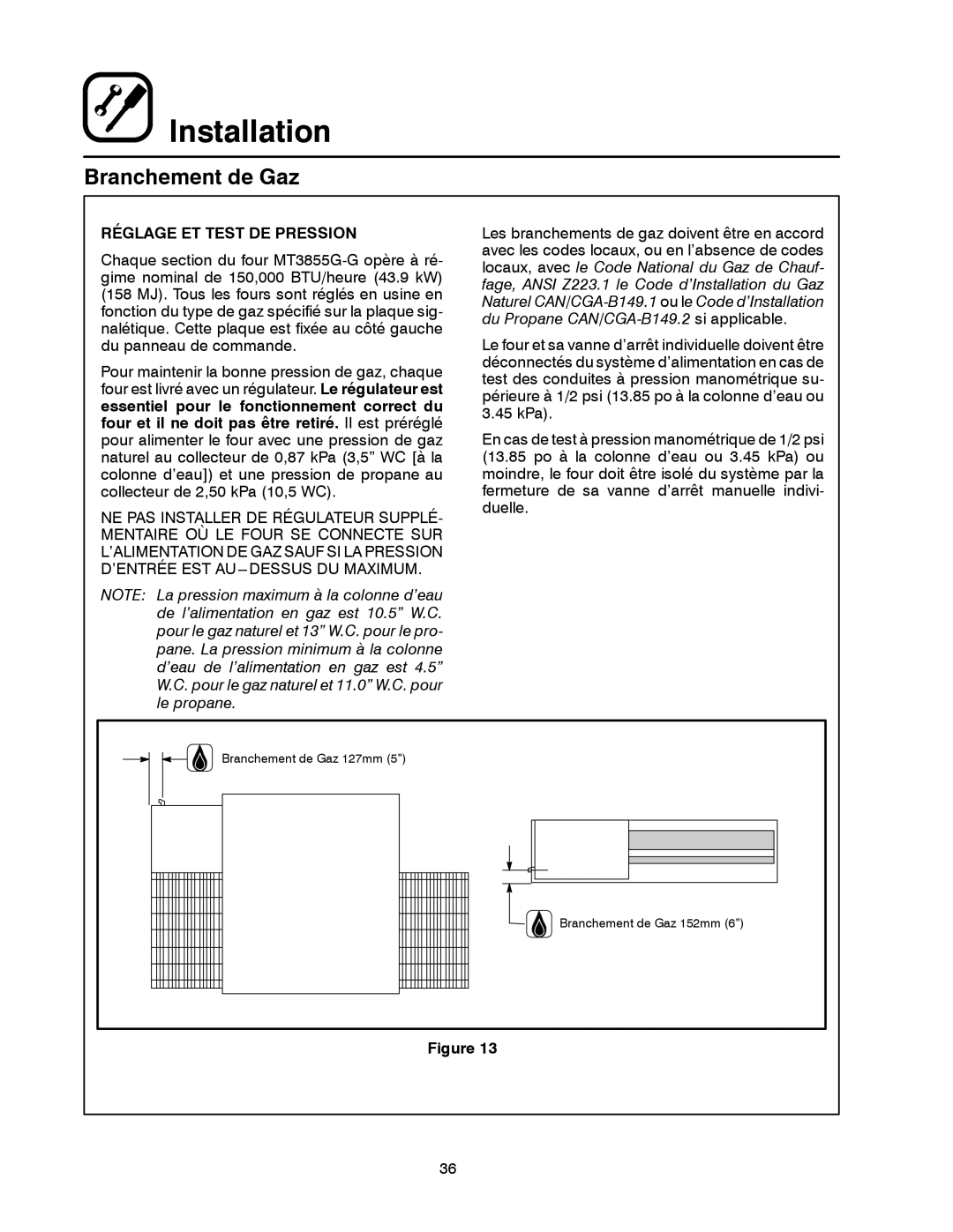 Blodgett MT3855G-G manual Réglage ET Test DE Pression 