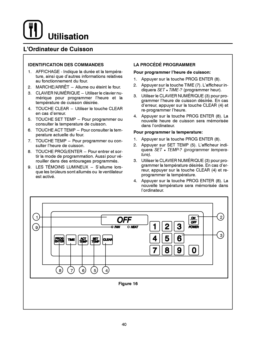 Blodgett MT3855G-G manual ’Ordinateur de Cuisson, Identification DES Commandes, LA Procédé Programmer 