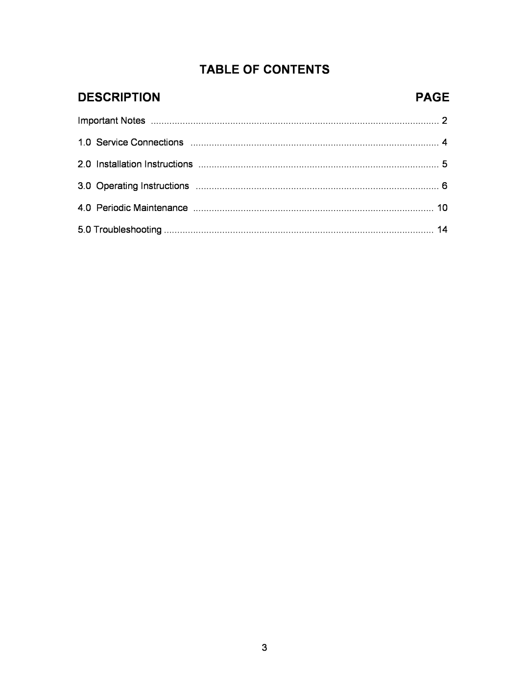 Blodgett SB-6E, SB-16E, SB-10E manual Description, Page, Table Of Contents 