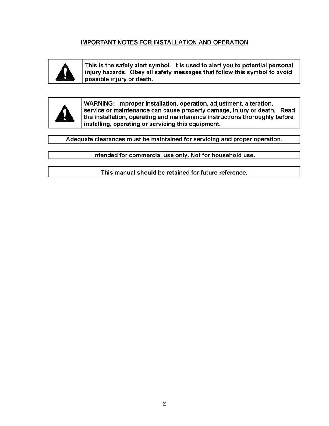 Blodgett SC-10E, SC-7E manual Important Notes for Installation and Operation 