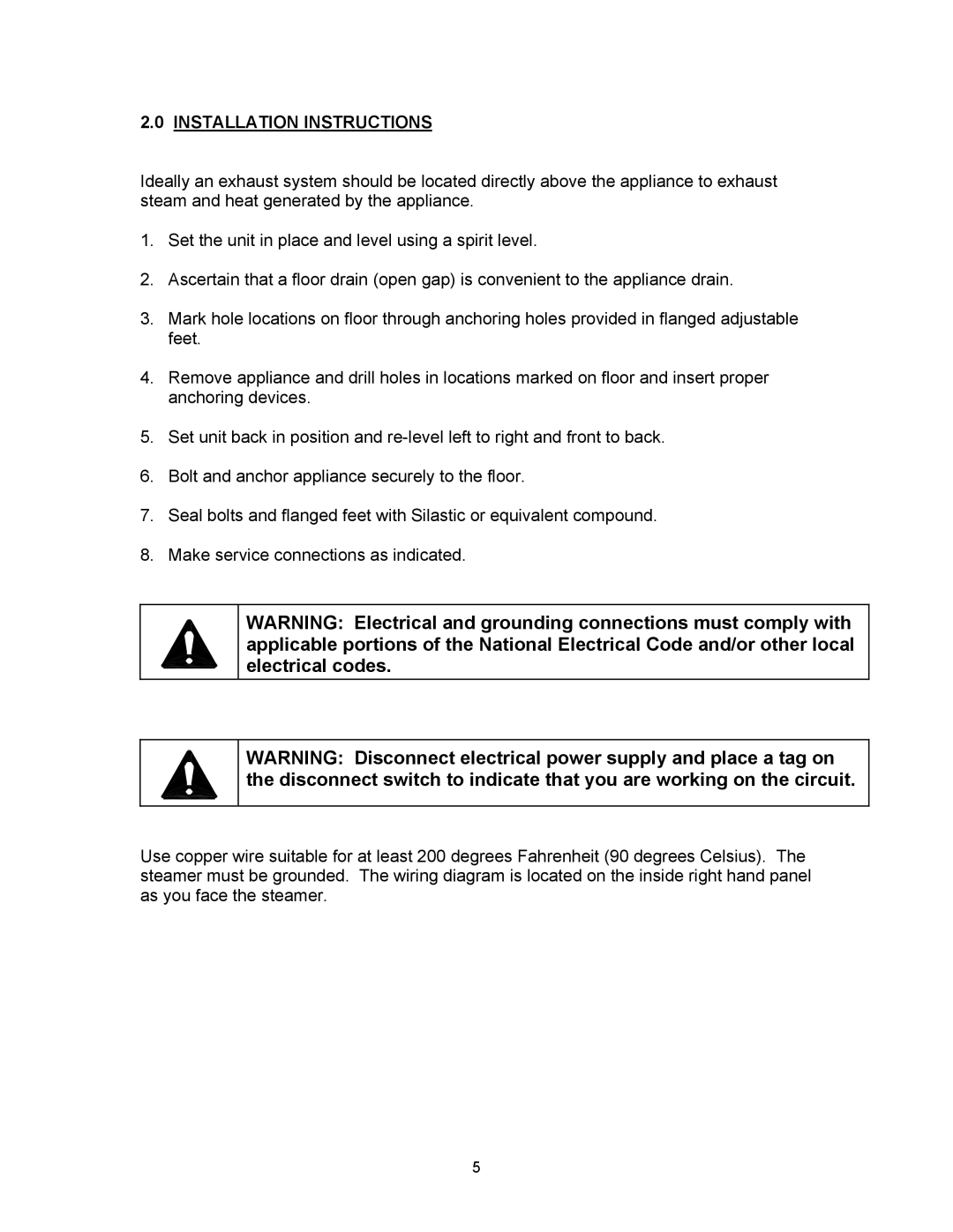 Blodgett SC-16DS, SC-6DS, SC-10DS manual Installation Instructions 