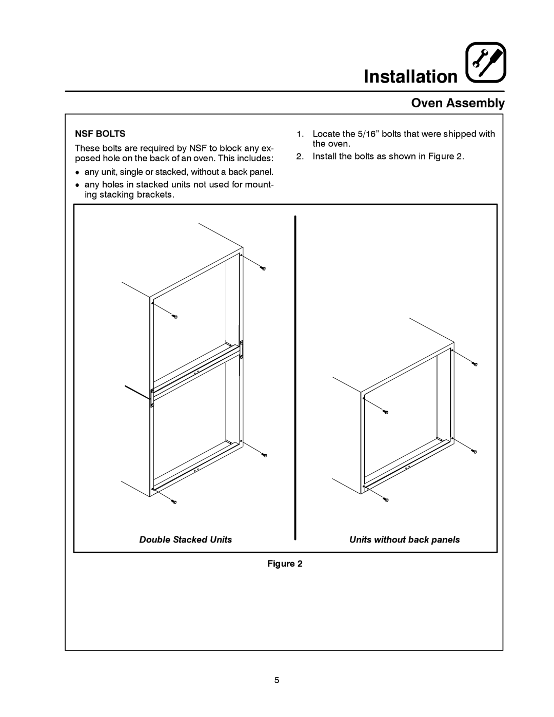 Blodgett SHO-E manual Oven Assembly, NSF Bolts 