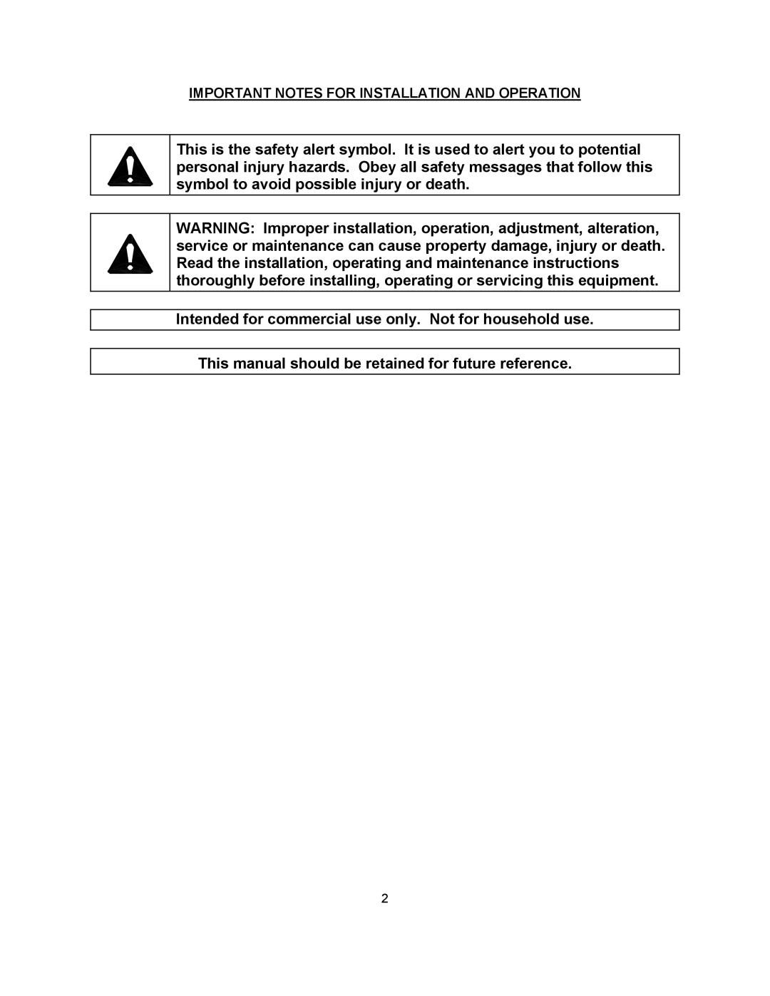 Blodgett SN-5E, SN-3E manual Important Notes for Installation and Operation 