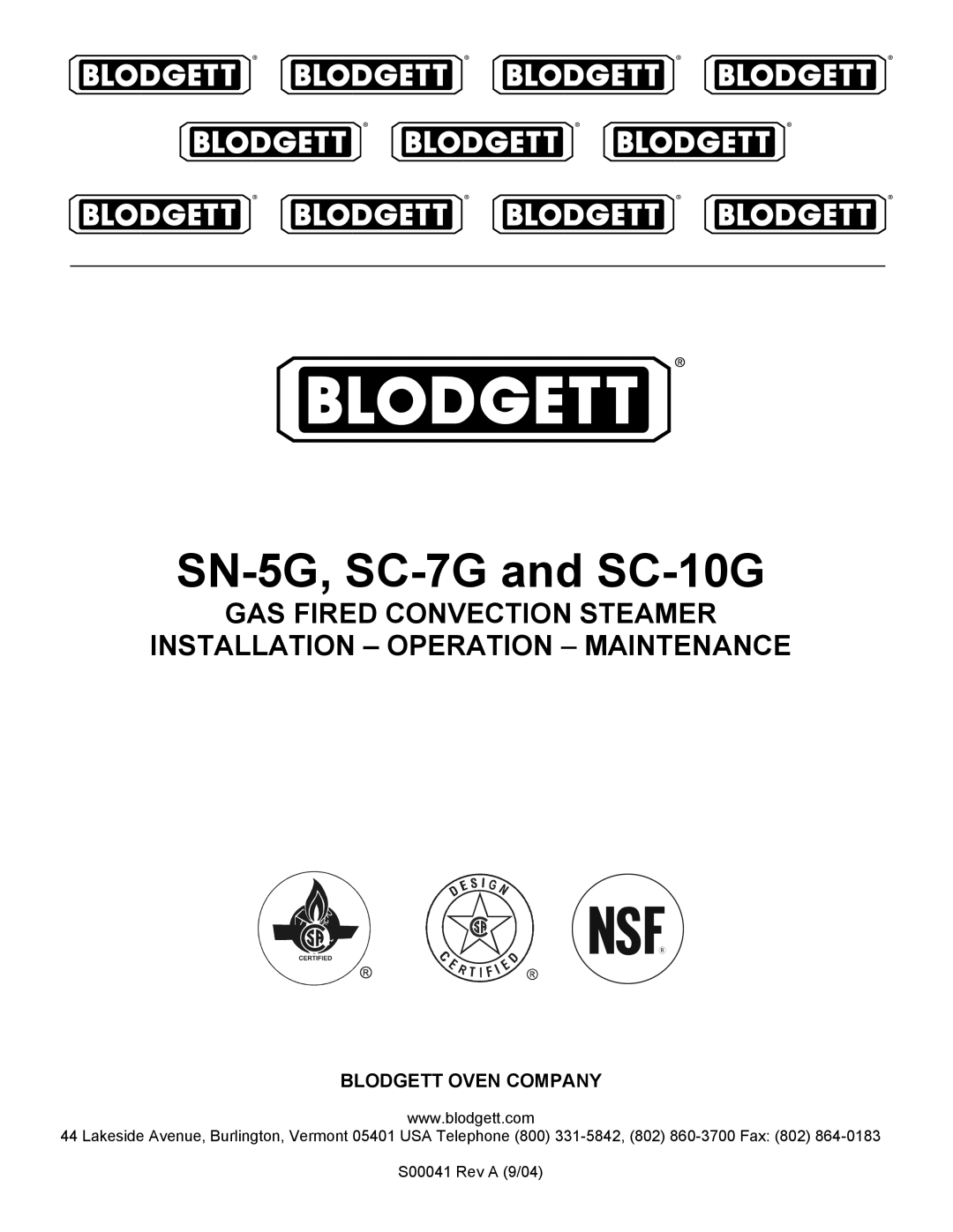 Blodgett manual SN-5G, SC-7G and SC-10G 