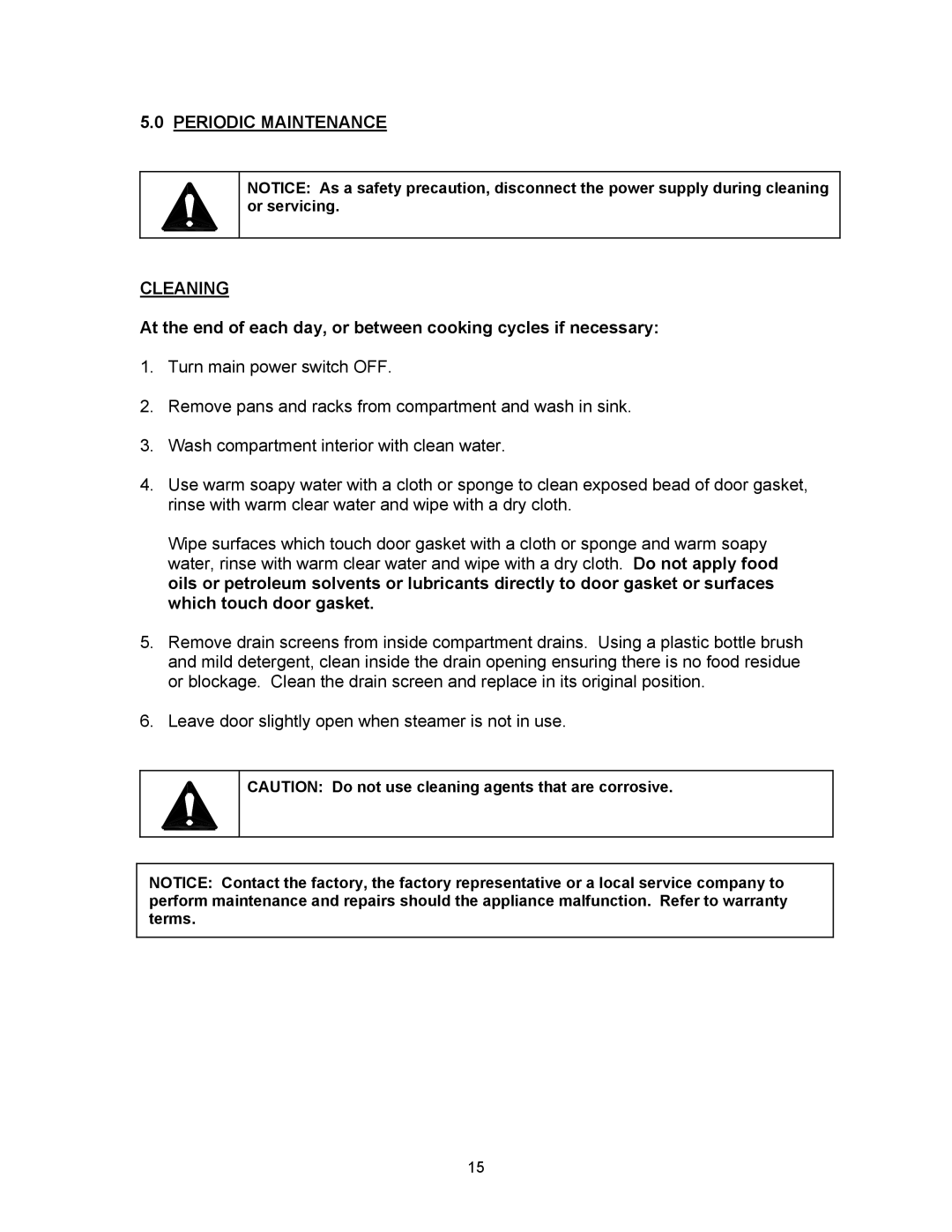 Blodgett SN-5G manual Periodic Maintenance Cleaning 