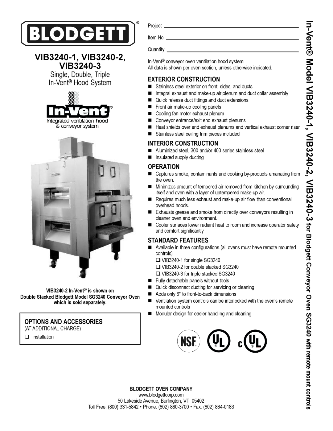 Blodgett dimensions VIB3240-1, VIB3240-2 VIB3240-3 