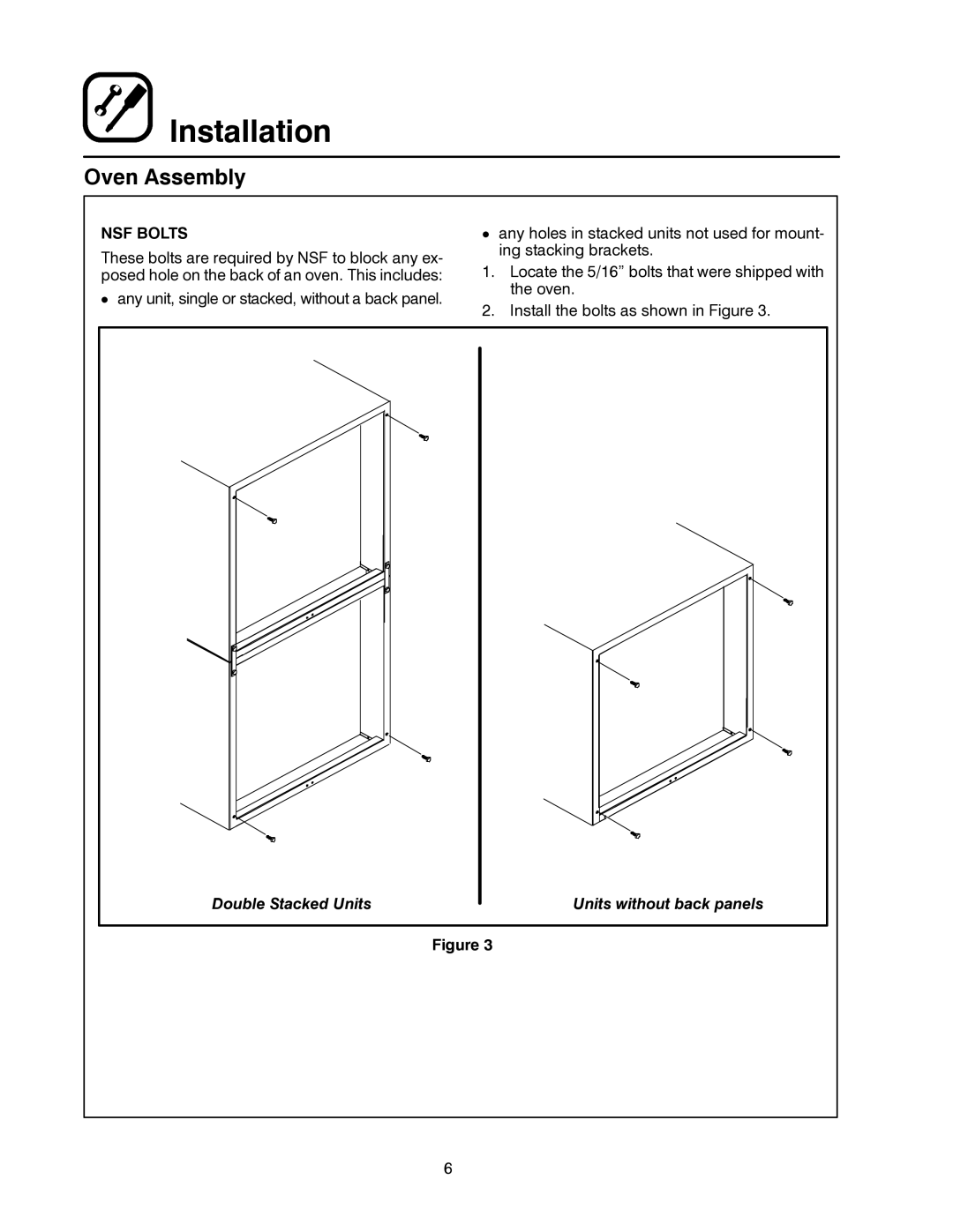 Blodgett ZEPHAIRE-E manual Oven Assembly, NSF Bolts 