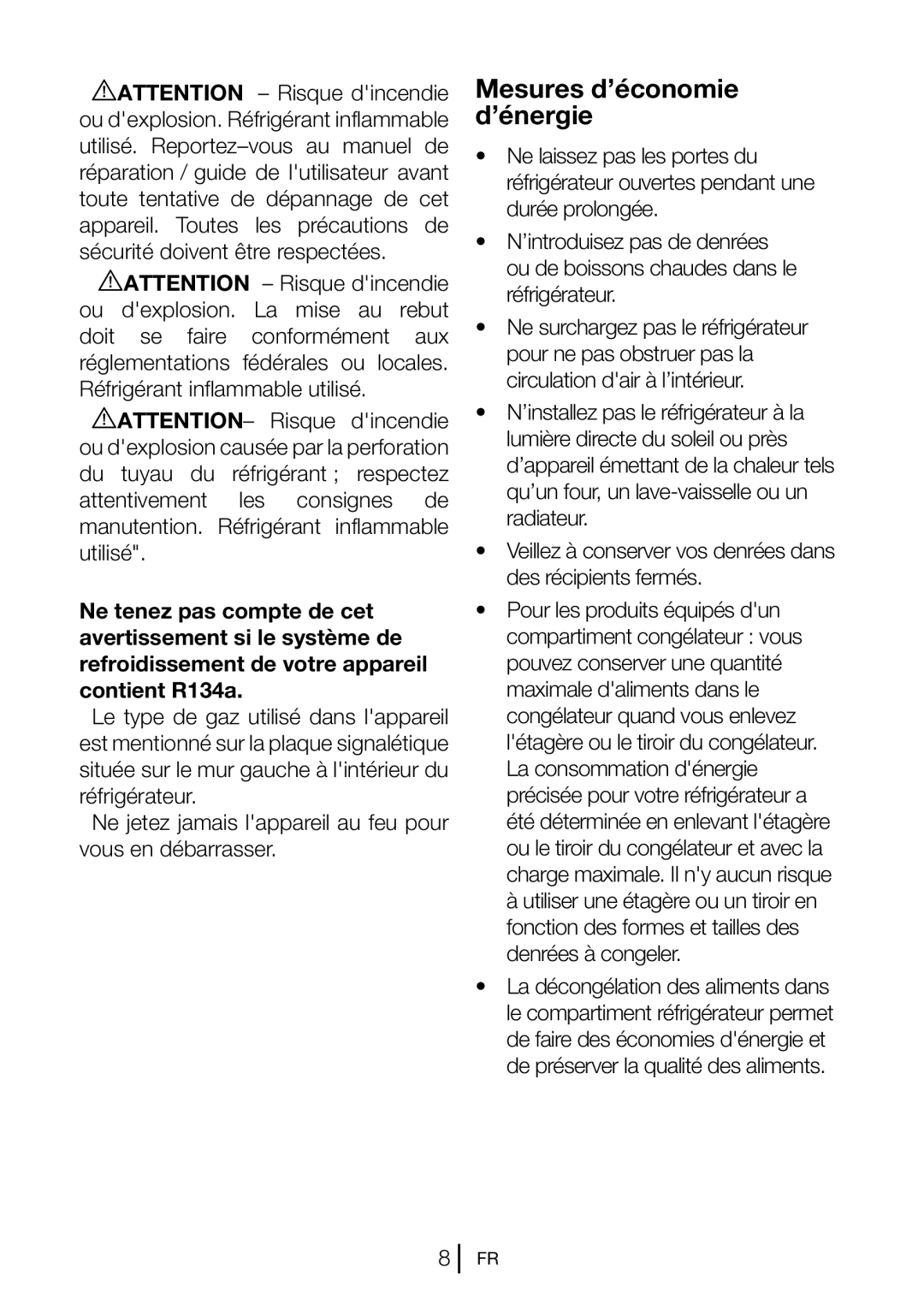 Blomberg BRFB1050FFBI manual Mesures d’économie, ’énergie 