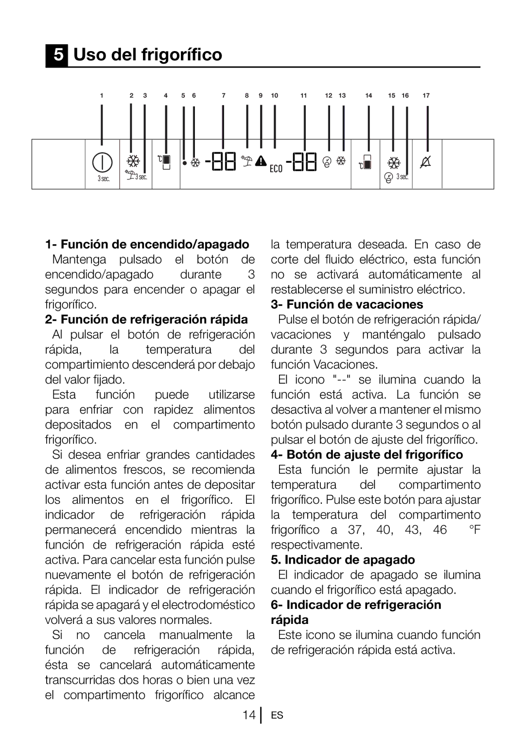 Blomberg BRFB1050FFBI manual Uso del frigorífico 