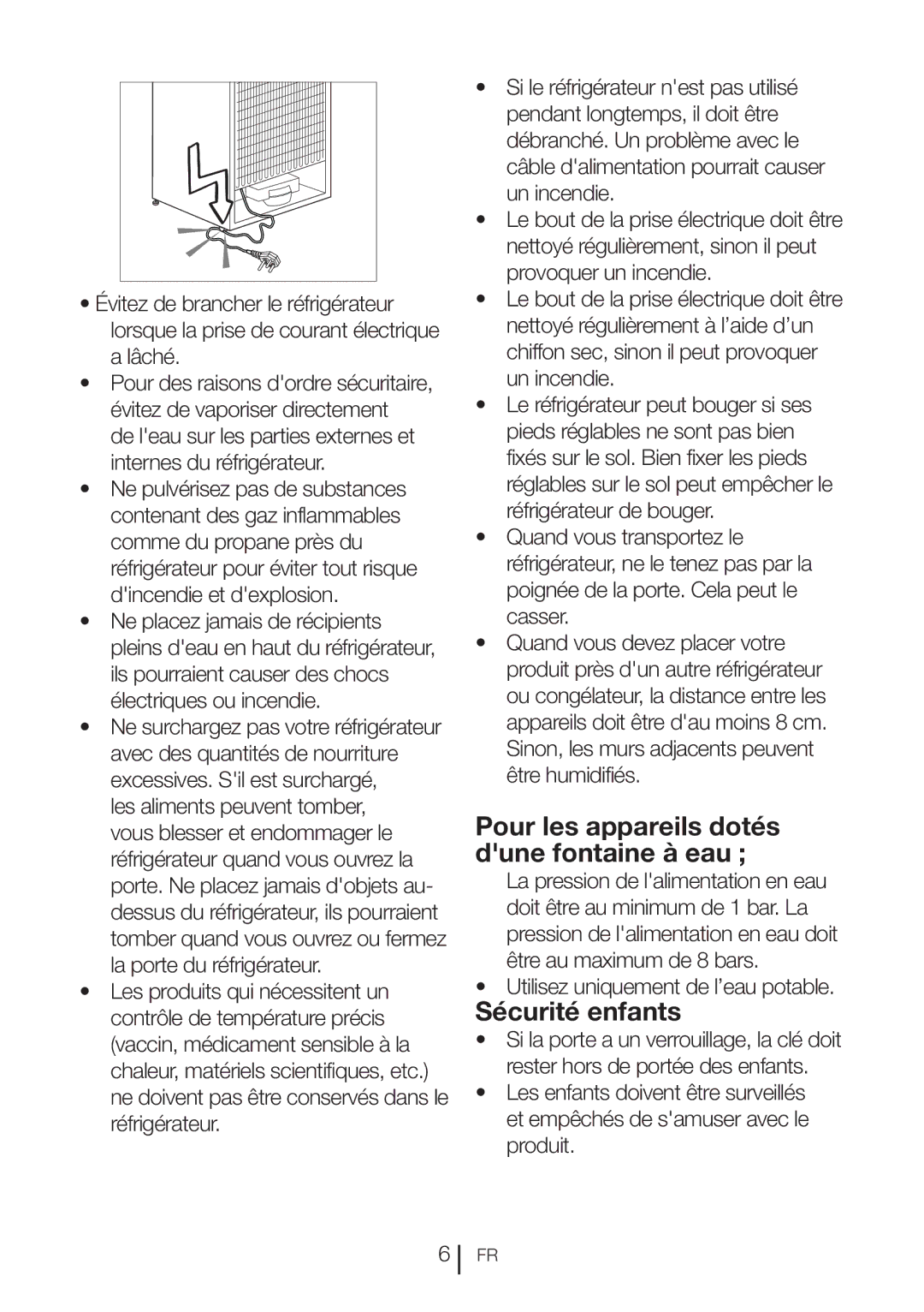 Blomberg BRFB1800SSIM Pour les appareils dotés dune fontaine à eau, Sécurité enfants, Utilisez uniquement de l’eau potable 