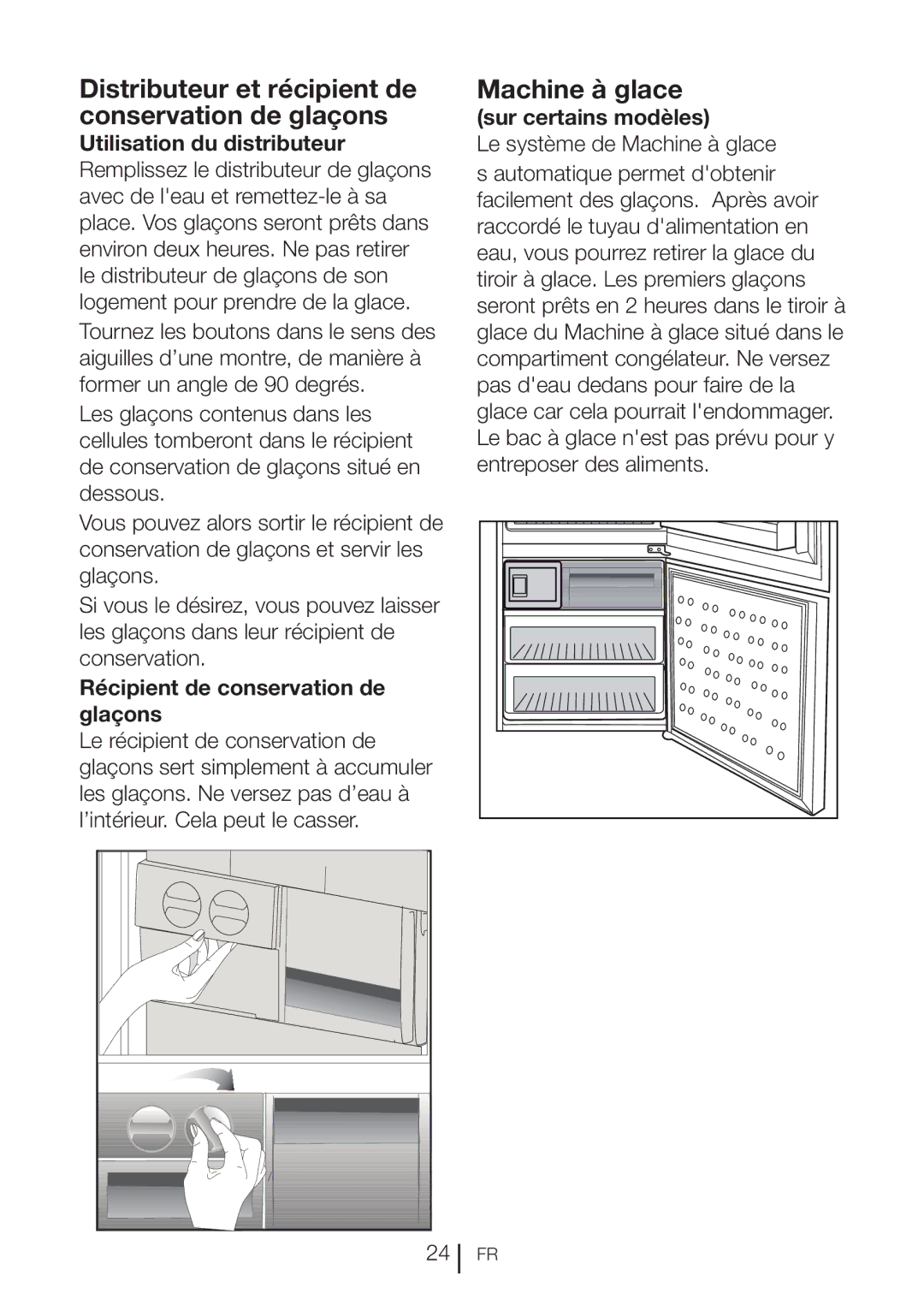 Blomberg BRFB1800SSIM, BRFB1800WHIM Distributeur et récipient de conservation de glaçons, Machine à glace 