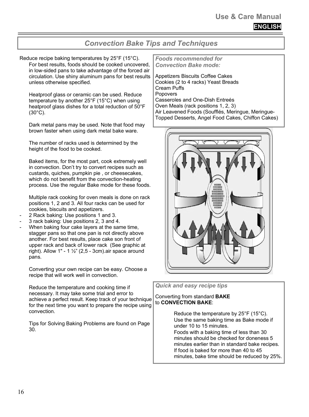 Blomberg BWOS 30100 manuel dutilisation Convection Bake Tips and Techniques 