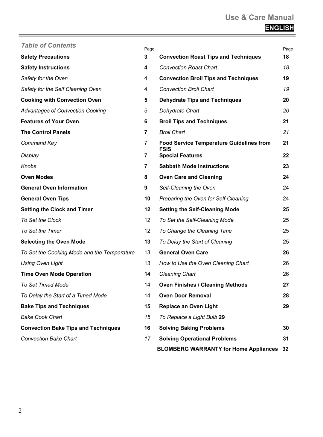 Blomberg BWOS 30100 manuel dutilisation Table of Contents 