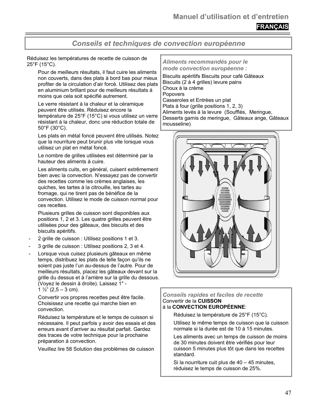 Blomberg BWOS 30100 manuel dutilisation Conseils et techniques de convection européenne 