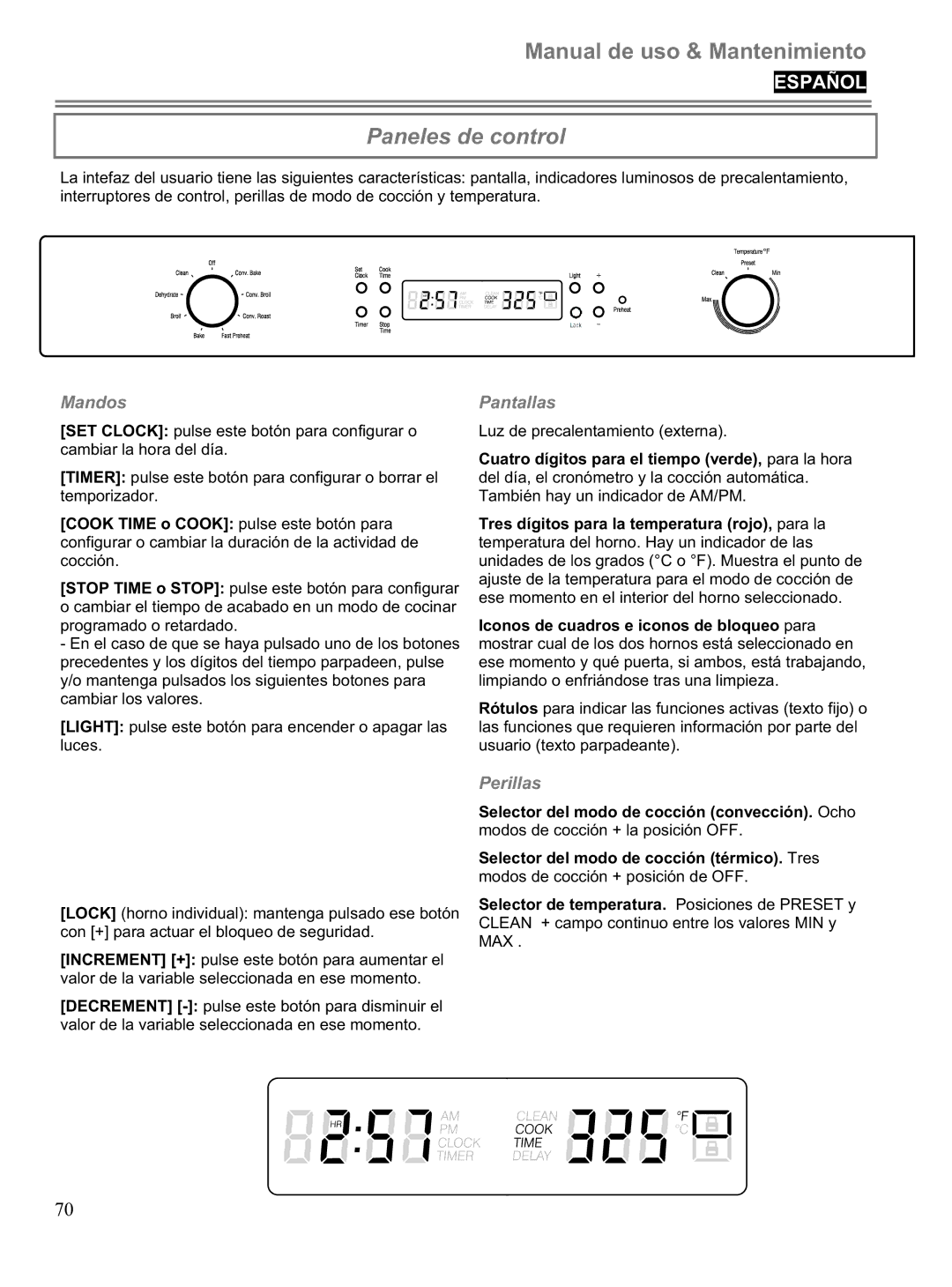 Blomberg BWOS 30100 manuel dutilisation Paneles de control, Mandos Pantallas Perillas 