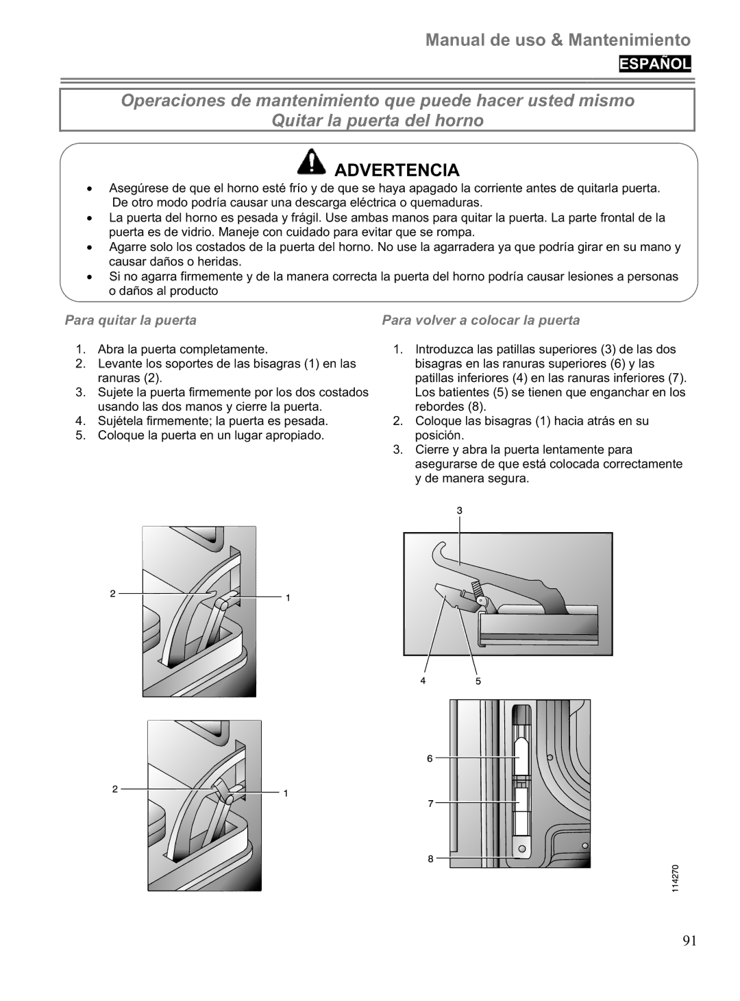 Blomberg BWOS 30100 manuel dutilisation Para quitar la puerta Para volver a colocar la puerta 