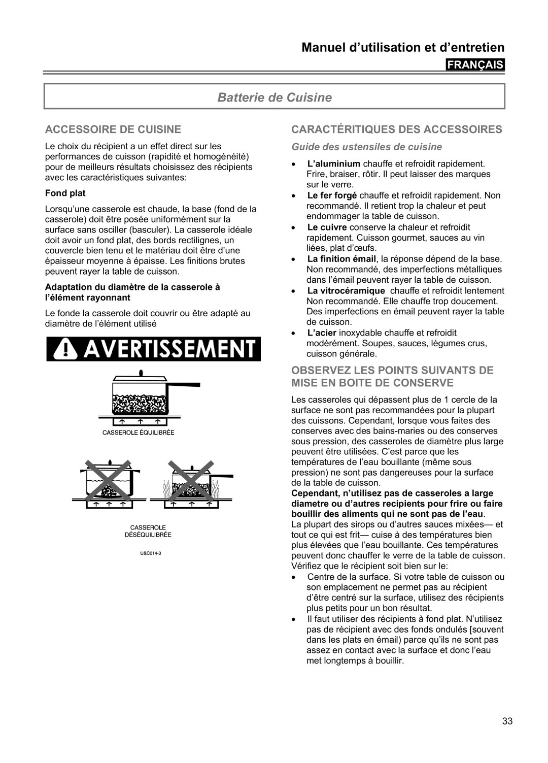 Blomberg CTE 30400, CTE 36500 Batterie de Cuisine, Accessoire De Cuisine, Caractéritiques Des Accessoires, Français 