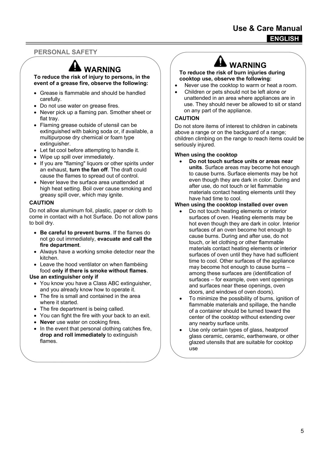 Blomberg CTE 30400, CTE 36500 manuel dutilisation Personal Safety, Use & Care Manual, English 