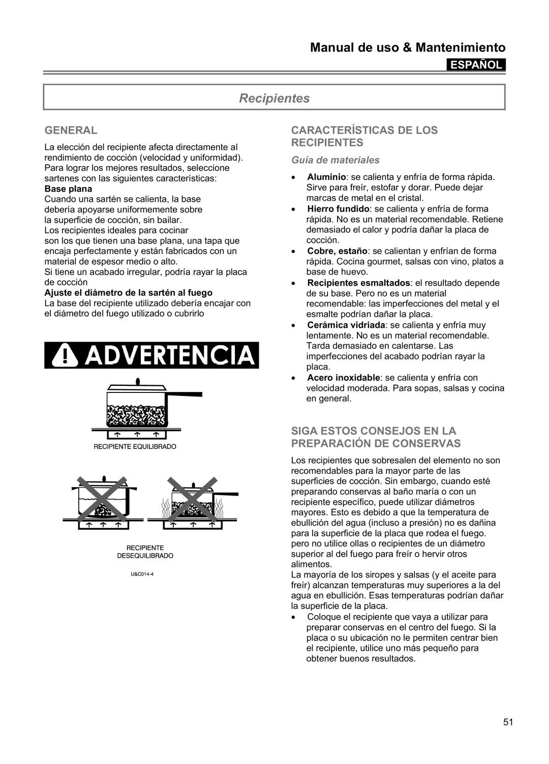 Blomberg CTE 30400 Características De Los Recipientes, Guía de materiales, Manual de uso & Mantenimiento, Español 
