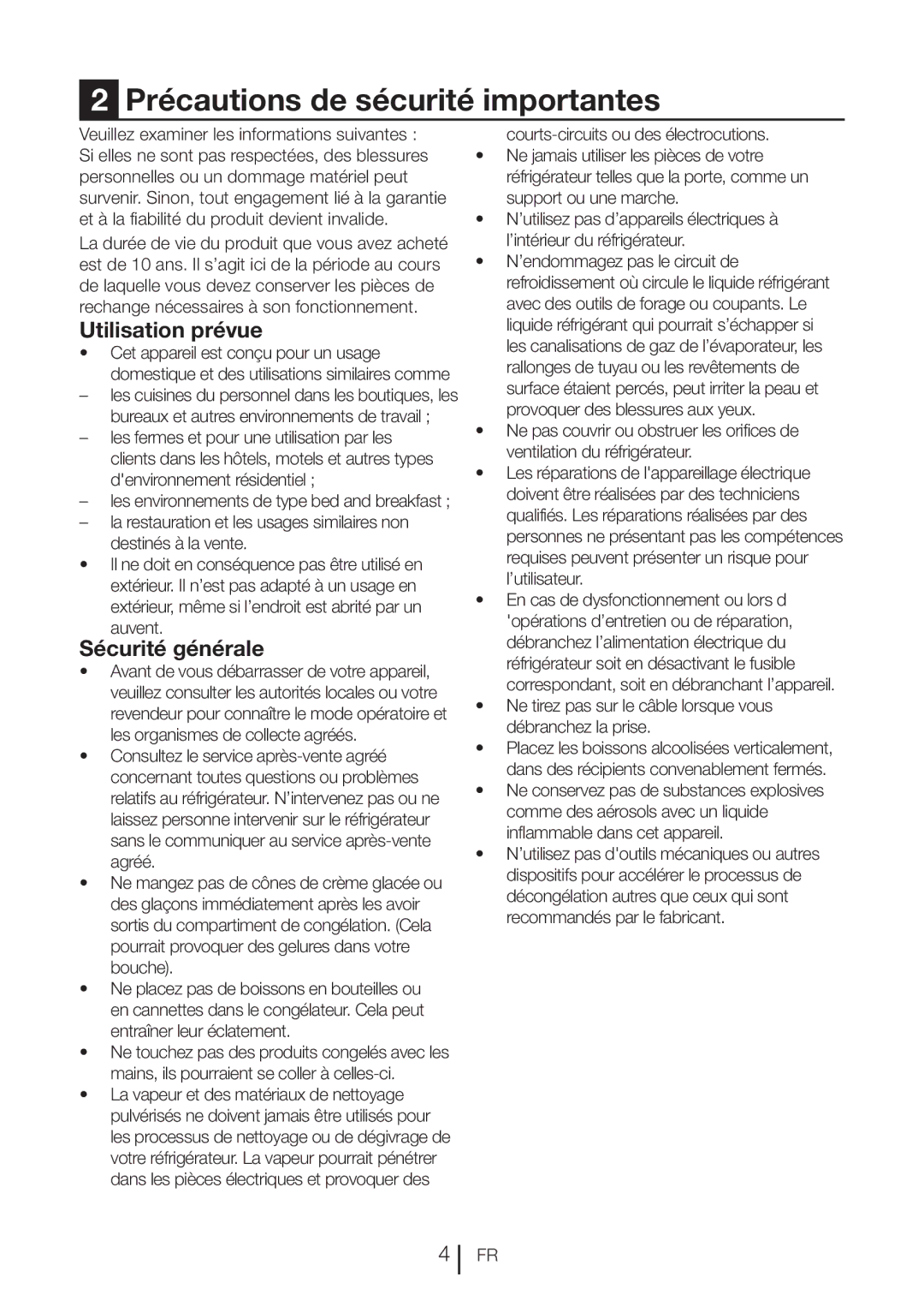 Blomberg DND 1976 X, DND 1972 XD, DND 1972 ED Précautions de sécurité importantes, Utilisation prévue, Sécurité générale 