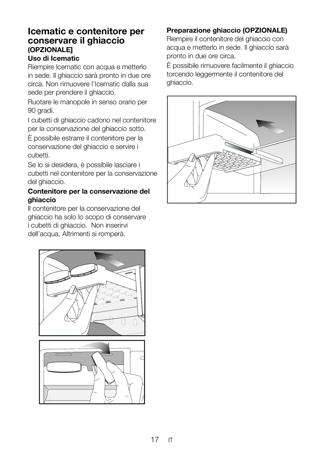 Blomberg DND 1976 X, DND 1972 XD, DND 1972 ED Icematic e contenitore per conservare il ghiaccio, Opzionale Uso di Icematic 