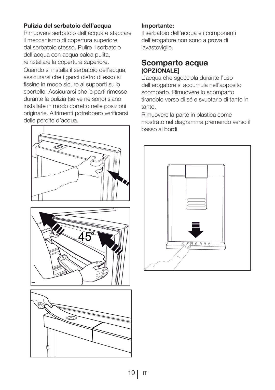 Blomberg DND 1972 ED, DND 1972 XD, DND 1976 X manual Scomparto acqua, Importante 