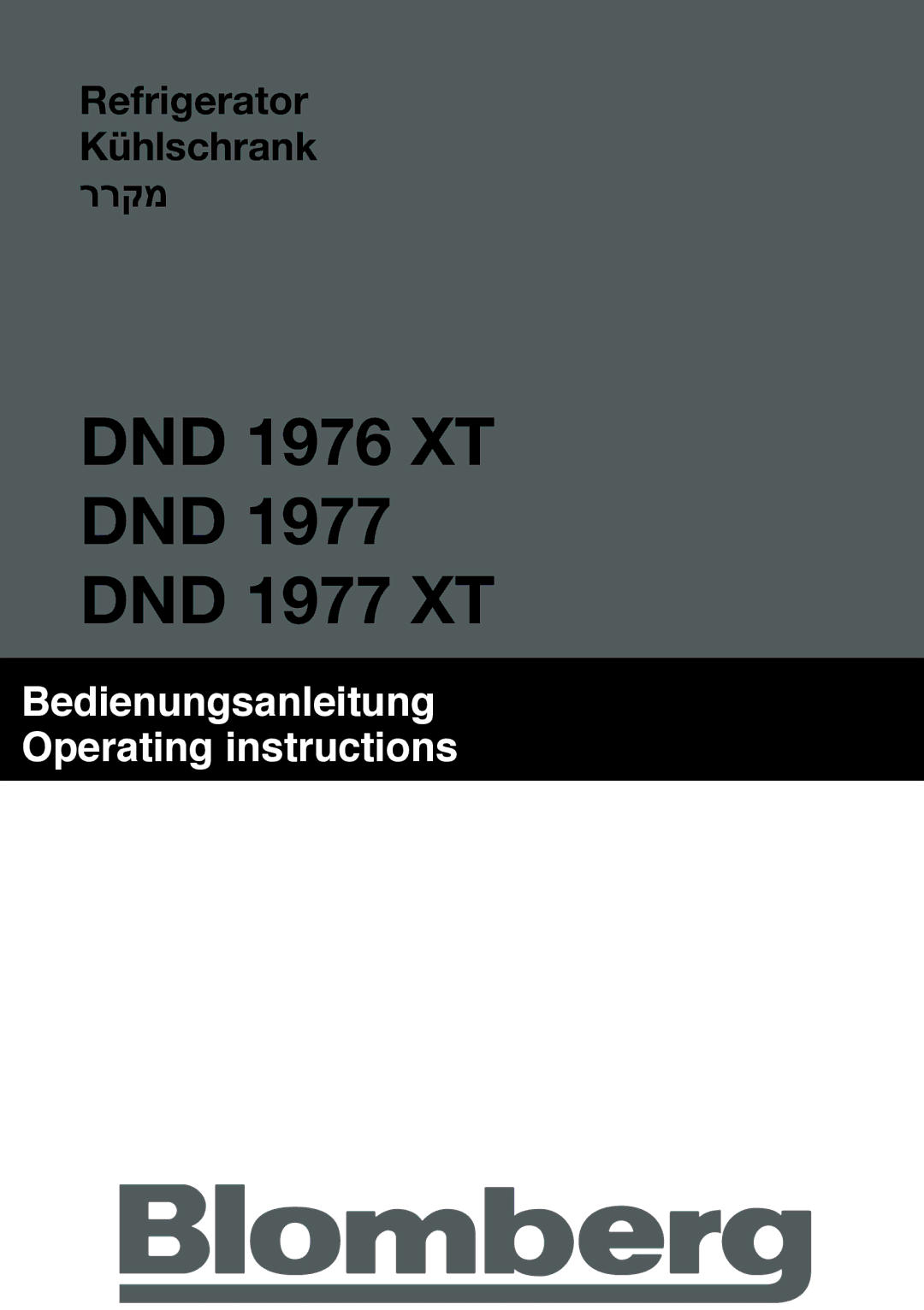 Blomberg manual DND 1976 XT DND 1977 DND 1977 XT 