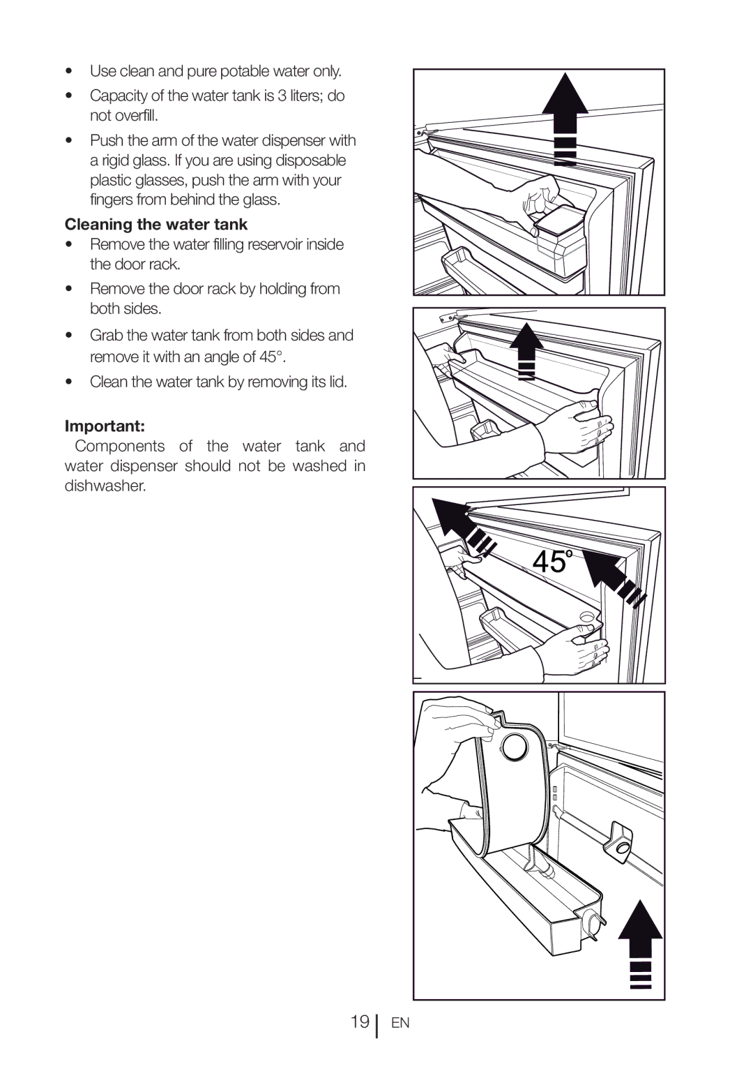 Blomberg DND 9977 PD manual Cleaning the water tank 