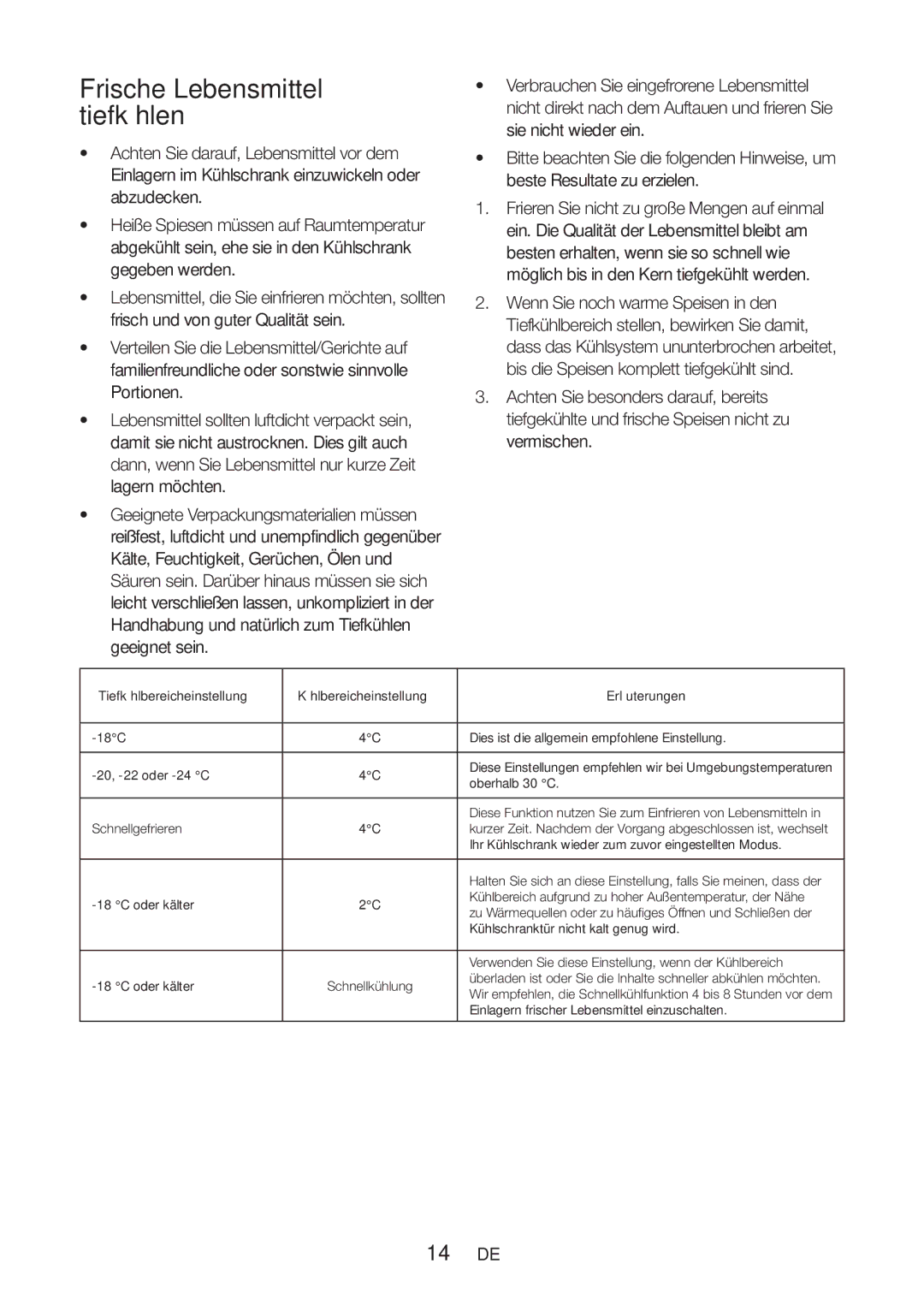 Blomberg DND 9977 PD manual Frische Lebensmittel tiefkühlen 