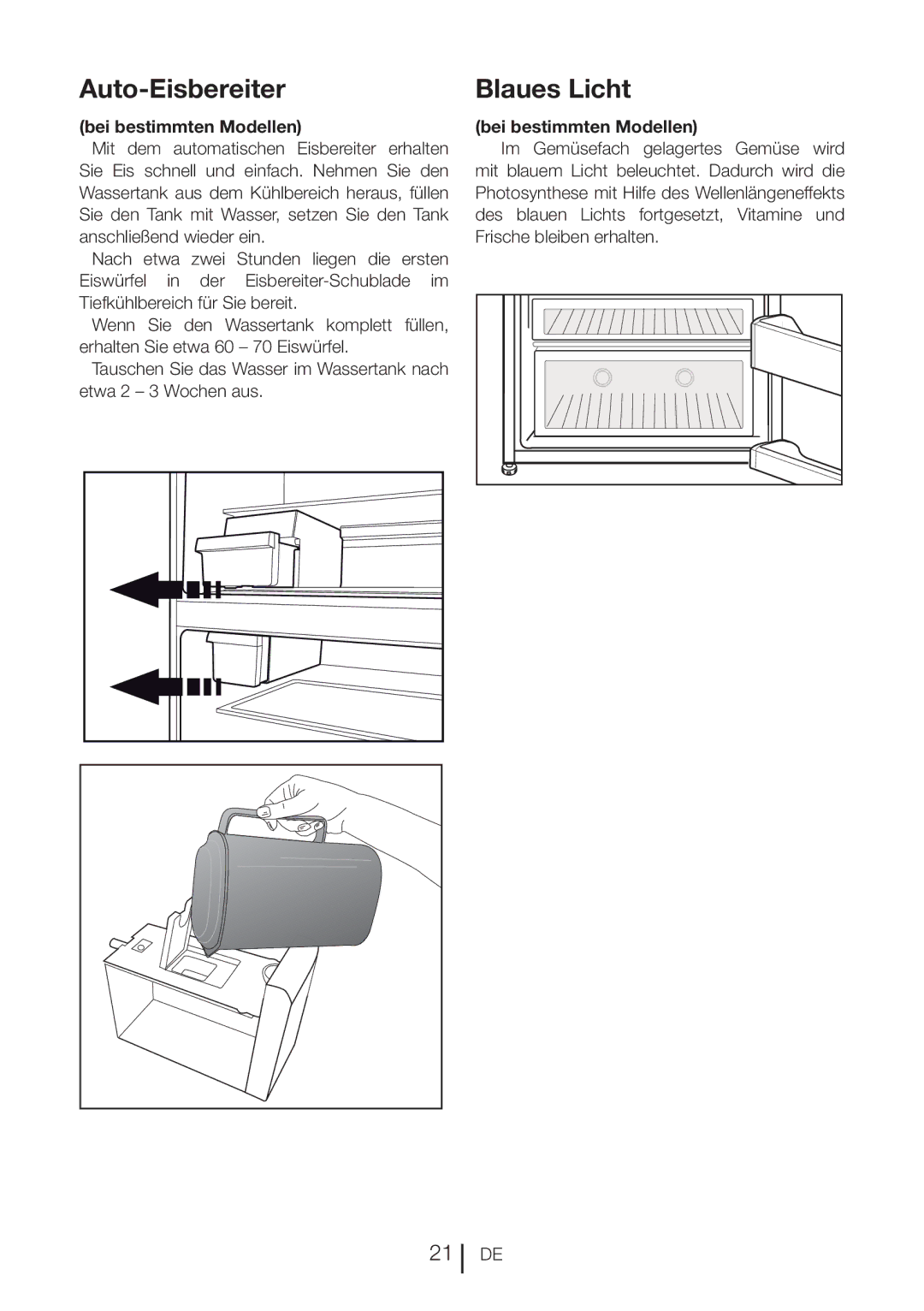 Blomberg DND 9977 PD manual Auto-Eisbereiter, Blaues Licht 