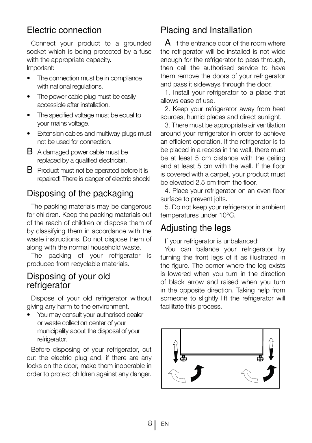 Blomberg DND 9977 PD manual Electric connection, Disposing of the packaging, Disposing of your old refrigerator 