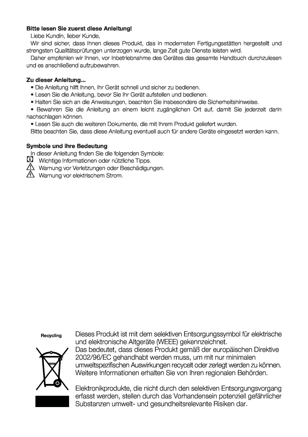 Blomberg DND 9977 PD manual Bitte lesen Sie zuerst diese Anleitung, Zu dieser Anleitung, Symbole und ihre Bedeutung 
