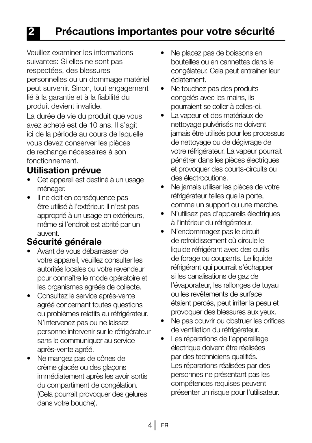 Blomberg DSM 9651 A+ manual Précautions importantes pour votre sécurité, Utilisation prévue, Sécurité générale, Éclatement 