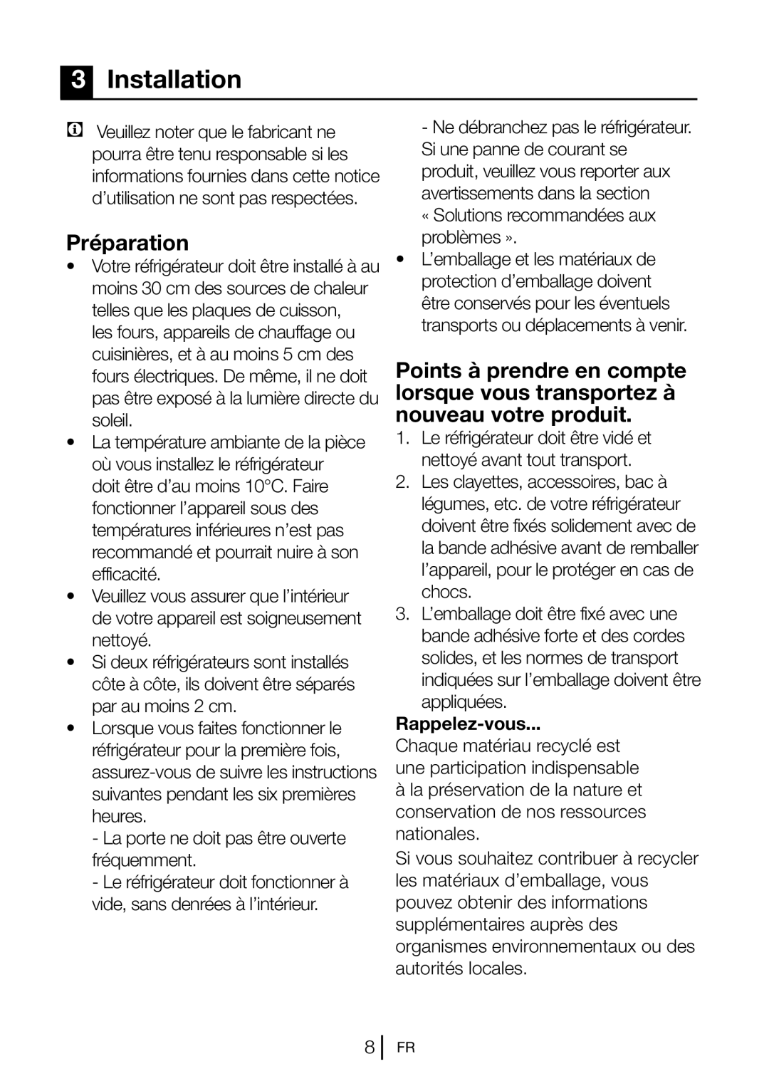 Blomberg DSM 9651 A+ manual Préparation, Rappelez-vous 