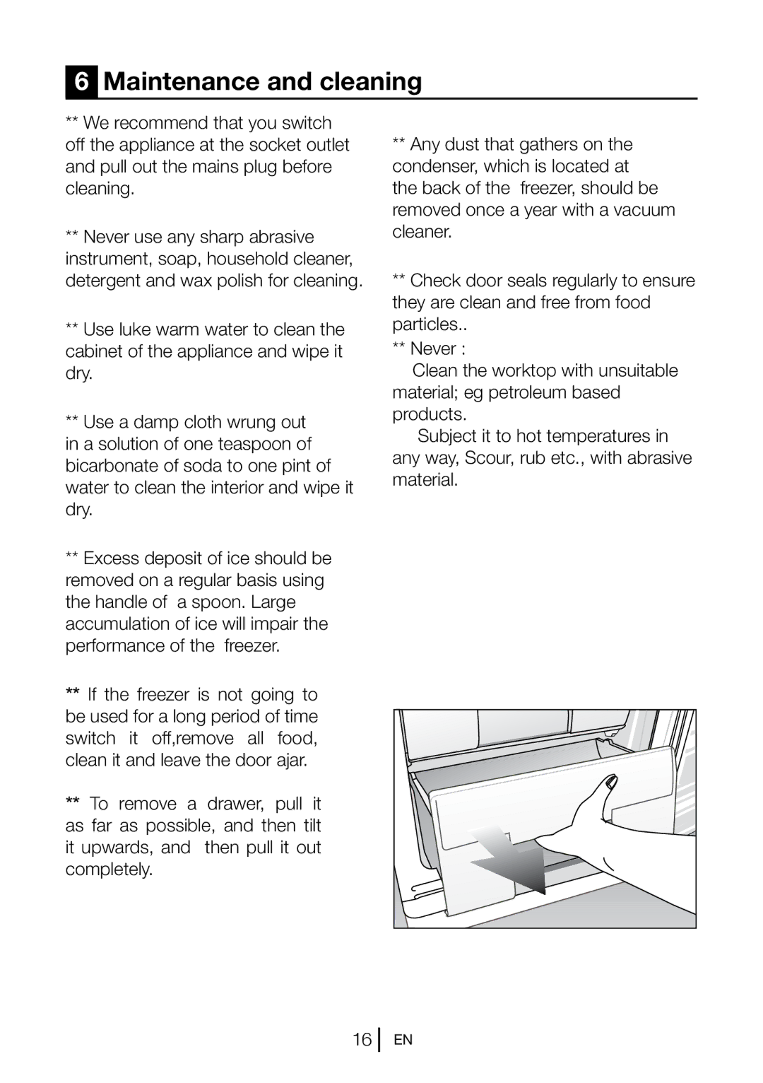 Blomberg FINE 1531P manual Maintenance and cleaning 