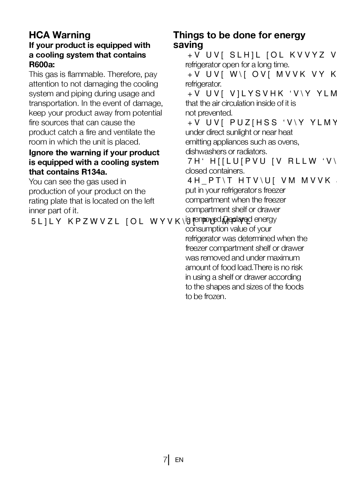 Blomberg FNT 9670 ET, FNT 9670 XT manual HCA Warning, Things to be done for energy saving 