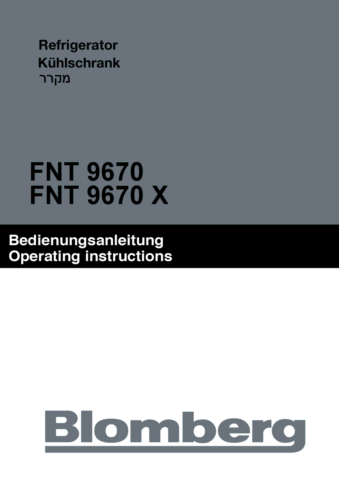 Blomberg manual FNT 9670 FNT 9670 