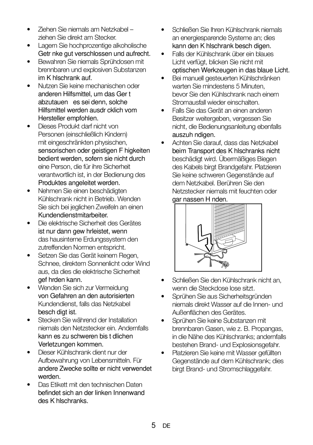 Blomberg FNT 9670 manual Lagern Sie hochprozentige alkoholische, Produktes angeleitet werden, Kundendienstmitarbeiter 