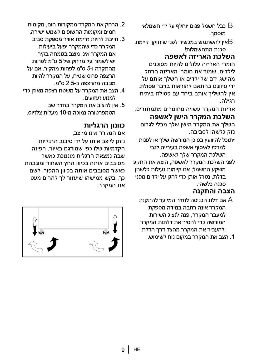 Blomberg FNT 9670 manual תוילגרה ןונווכ, הפשאל הזיראה תכלשה, הפשאל ןשיה ררקמה תכלשה, הנקתהו הבצה 