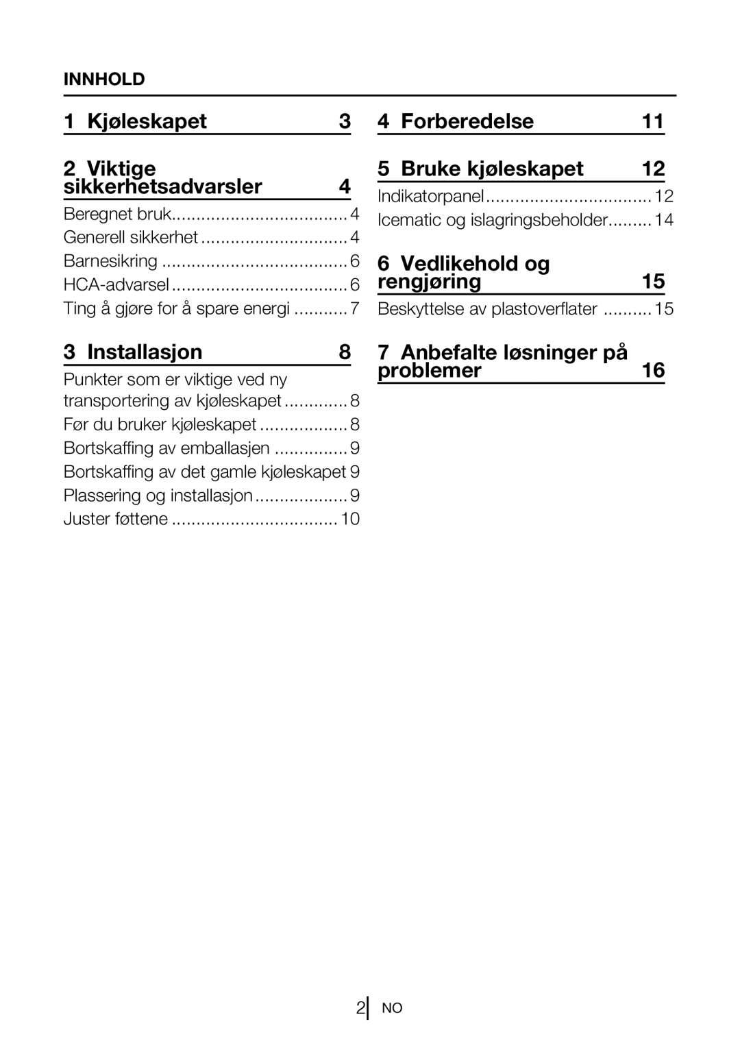 Blomberg 9682 XA+ manual Kjøleskapet Viktige Sikkerhetsadvarsler, Forberedelse Bruke kjøleskapet, Vedlikehold og Rengjøring 