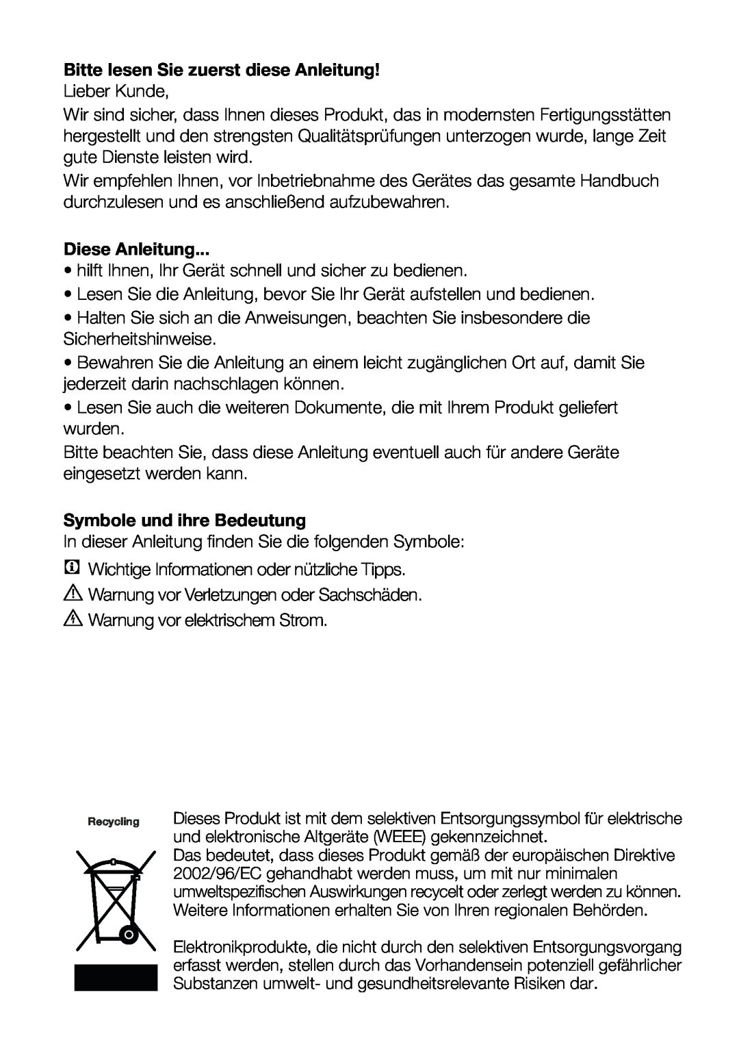 Blomberg FNT 9681 A+, FNT 9681 XA+ Bitte lesen Sie zuerst diese Anleitung, Diese Anleitung, Symbole und ihre Bedeutung 
