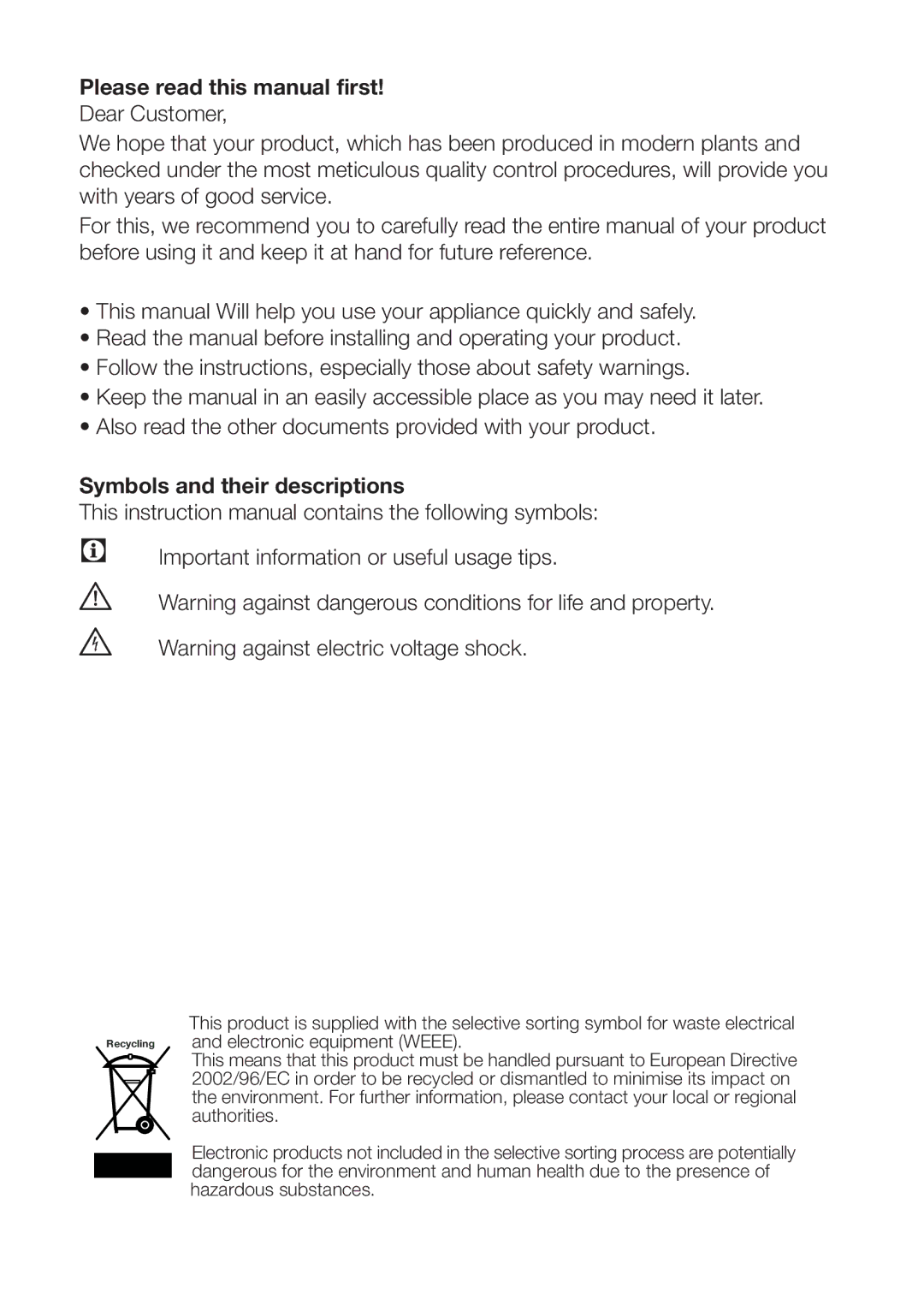 Blomberg FSE1630u Please read this manual first 