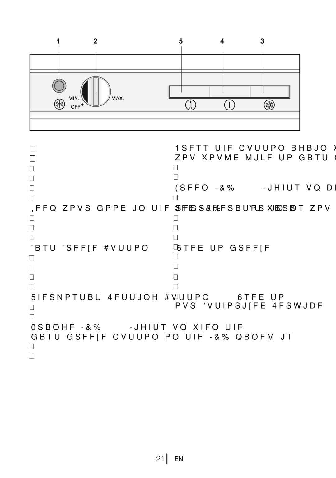 Blomberg FSE1630u manual LED indicators and control panel 