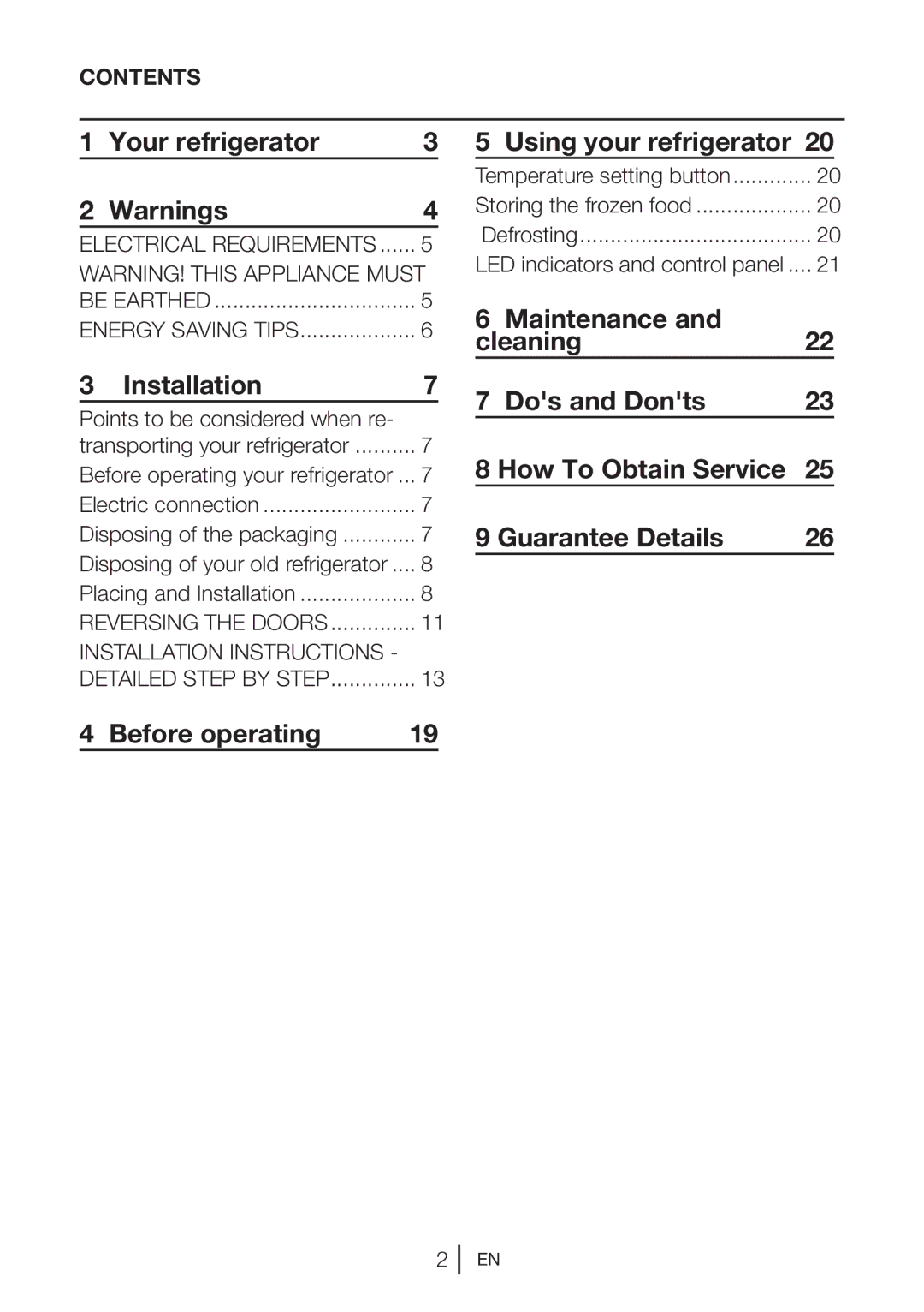 Blomberg FSE1630u manual Your refrigerator, Installation, Before operating Using your refrigerator 