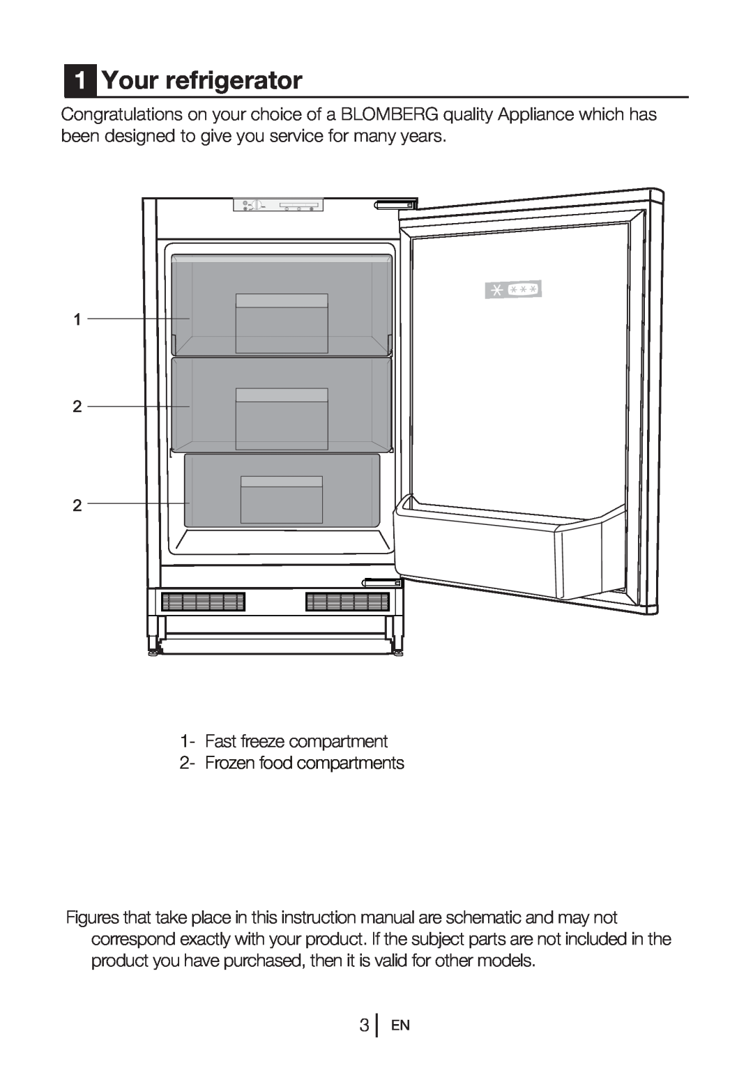 Blomberg FSE1630u manual 1Your refrigerator 