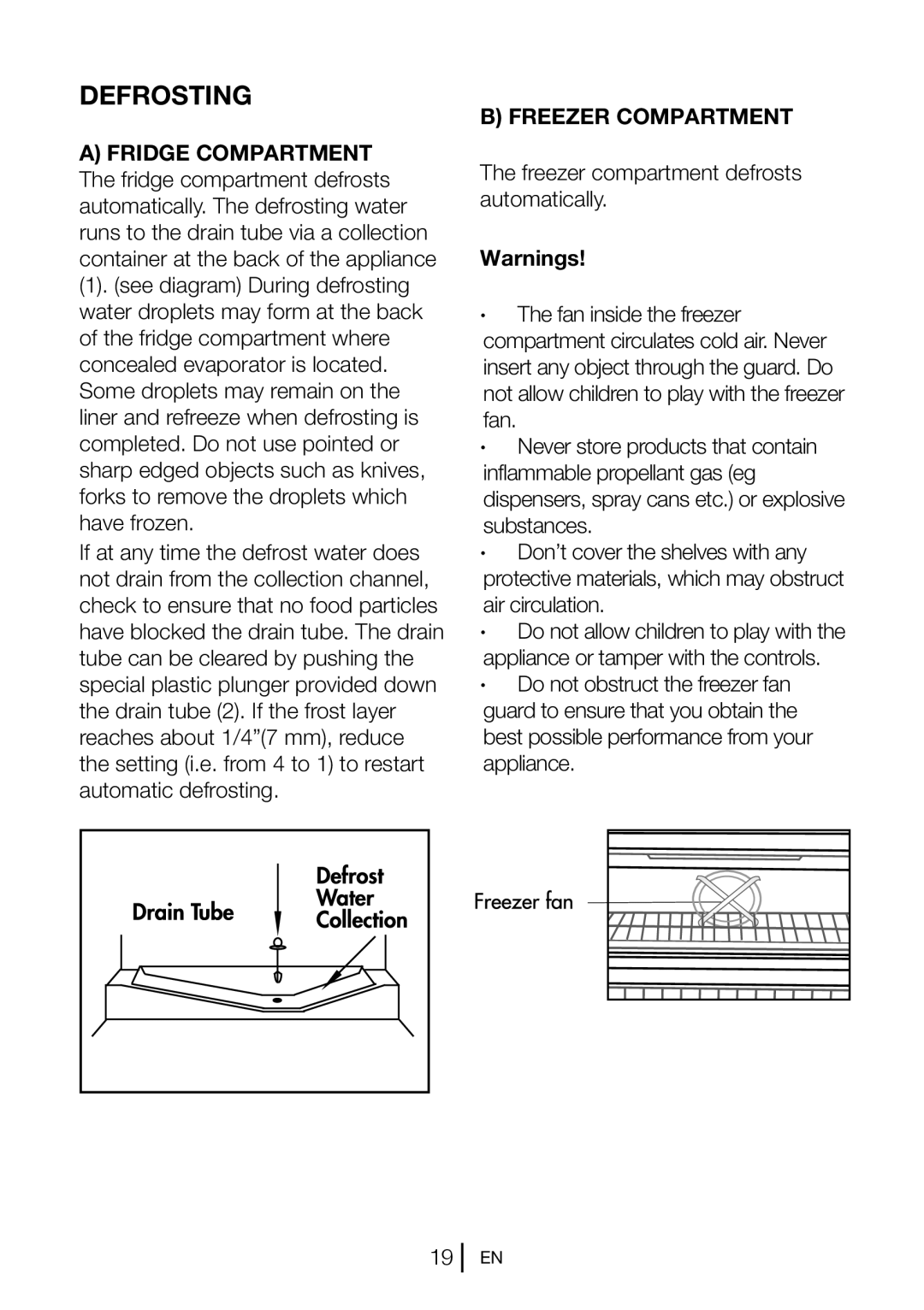 Blomberg KGM 9680 instruction manual Defrosting, Freezer Compartment 