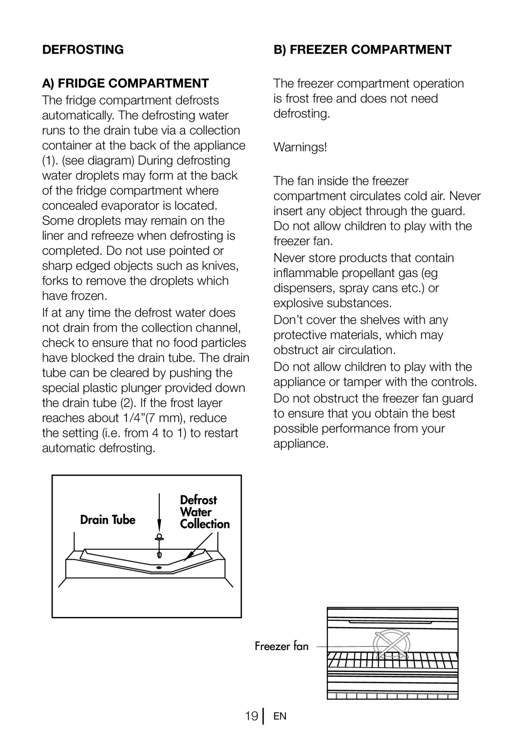 Blomberg KGM 9690 PX manual Defrosting Fridge Compartment, Freezer Compartment 