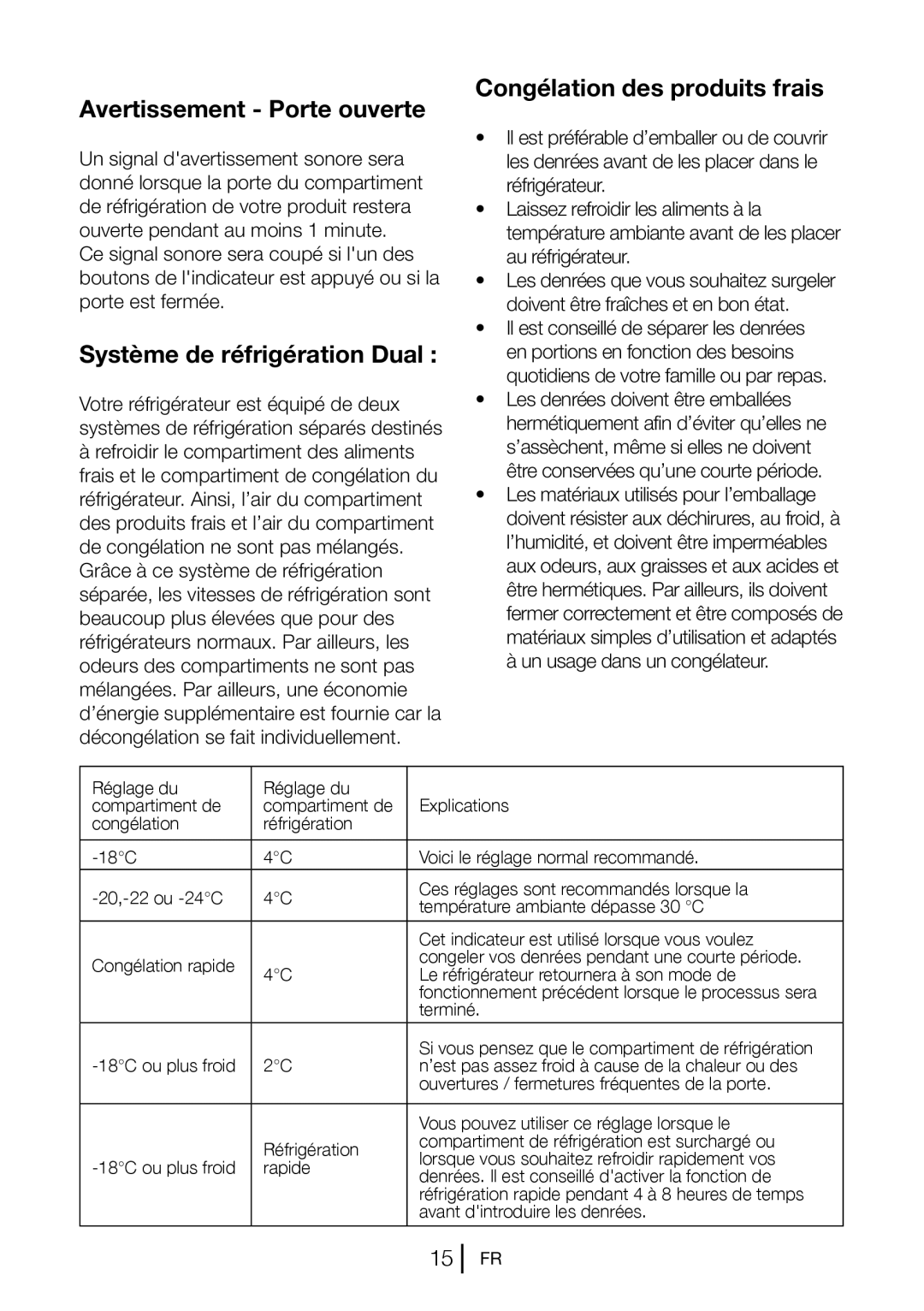 Blomberg KND 9651 A+ Avertissement Porte ouverte, Système de réfrigération Dual, Congélation des produits frais 